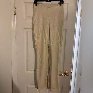 Divided Cream Faux Leather Trousers